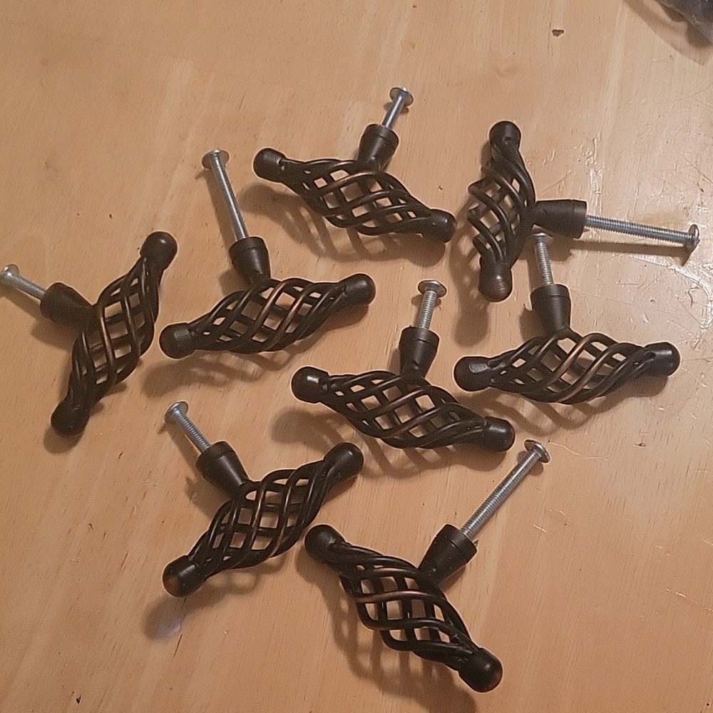 Set of 10 Oil rubbed bronze birdcage cabinet pulls